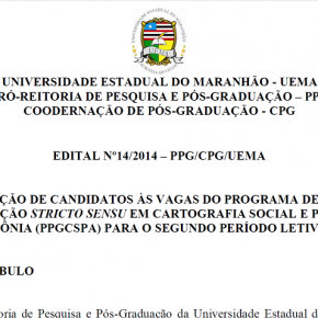 EDITAL DE SELEÇÃO PPGCSPA/UEMA