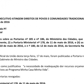 ATOS DO EXECUTIVO ATINGEM DIREITOS DE POVOS E COMUNIDADES TRADICIONAIS
