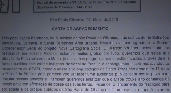 Povo Kambeba agradece pelos trabalhos desenvolvidos pelo PNCSA