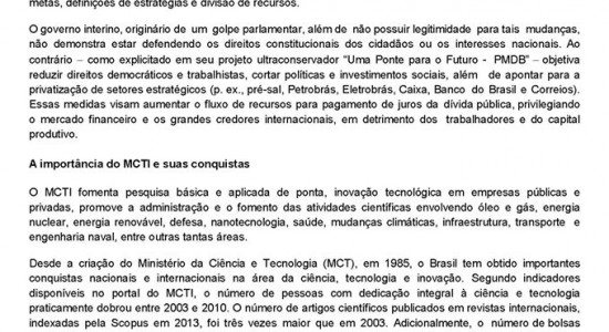 Pesquisadores lançam o Manifesto Ciência Pela Democracia: Contra o golpe e a fusão dos ministérios