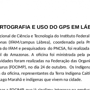OFICINA DE CARTOGRAFIA E USO DO GPS EM LÁBREA