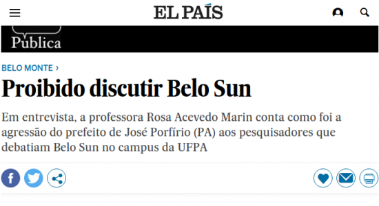 Em entrevista a El País, professora Rosa Acevedo Marin conta como foi a agressão do prefeito de José Porfírio (PA) aos pesquisadores que debatiam Belo Sun no campus da UFPA