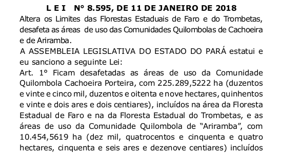 Estado do Pará dá prosseguimento às titulações dos territórios quilombolas de Cachoeira Porteira e Ariramba