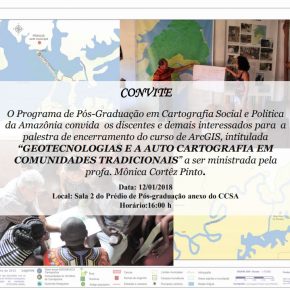 Convite para palestra de encerramento do curso de ArcGis em São Luís MA dia 12 de Janeiro por Mônica Cortêz Pinto