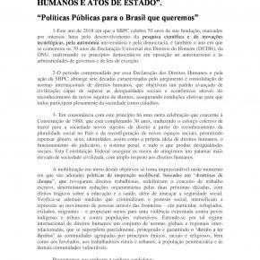 DOCUMENTO-SÍNTESE DO SEMINÁRIO TEMÁTICO DA SBPC SOBRE “DIREITOS HUMANOS E ATOS DE ESTADO”