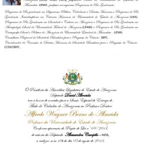Sessão Especial de entrega do Título de Cidadão do Amazonas ao Professor Doutor ALFREDO WAGNER BERNO DE ALMEIDA