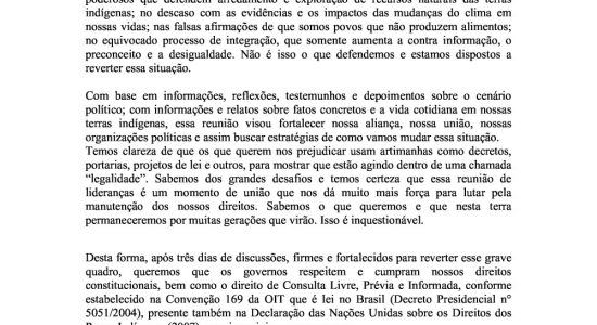 CARTA DAS LIDERANÇAS E ORGANIZAÇÕES INDÍGENAS DO ACRE PARA OS GOVERNOS E A SOCIEDADE