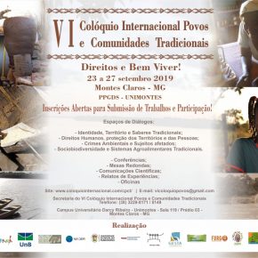 VI Colóquio Internacional Povos e Comunidades Tradicionais - 23 a 26 de setembro de 2019 - Montes Claros MG