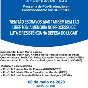 7ª Defesa de Tese - Programa de Pós-Graduação em Desenvolvimento Social - PPGDS