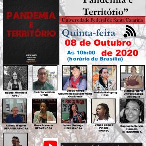 LIVE DE LANÇAMENTO DO LIVRO “PANDEMIA E TERRITÓRIO” NA UFSC 08/10/2020 AS 10H:00 (BRASÍLIA)