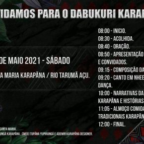 Convite: Dabukuri Karapãna - 01 de maio de 2021 - Aldeia Santa Maria Karapãna