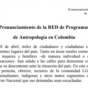 Pronunciamiento de la RED de Programas de Antropología en Colombia