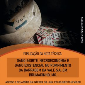 Publicação da Nota Técnica: Dano-morte, necroeconomia e dano existencial no rompimento da Barragem da Vale em Brumadinho/MG - Polos de Cidadania UFMG