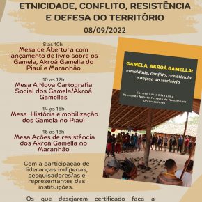 Lançamento do livro GAMELA, AKROÁ-GAMELLA: ETNICIDADE, CONFLITO, RESISTÊNCIA E DEFESA DO TERRITÓRIO