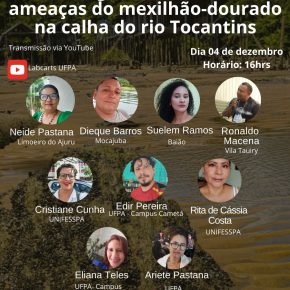 Live de lançamento: Cartografia social e as ameaças do mexilhão-dourado na calha do rio Tocantins